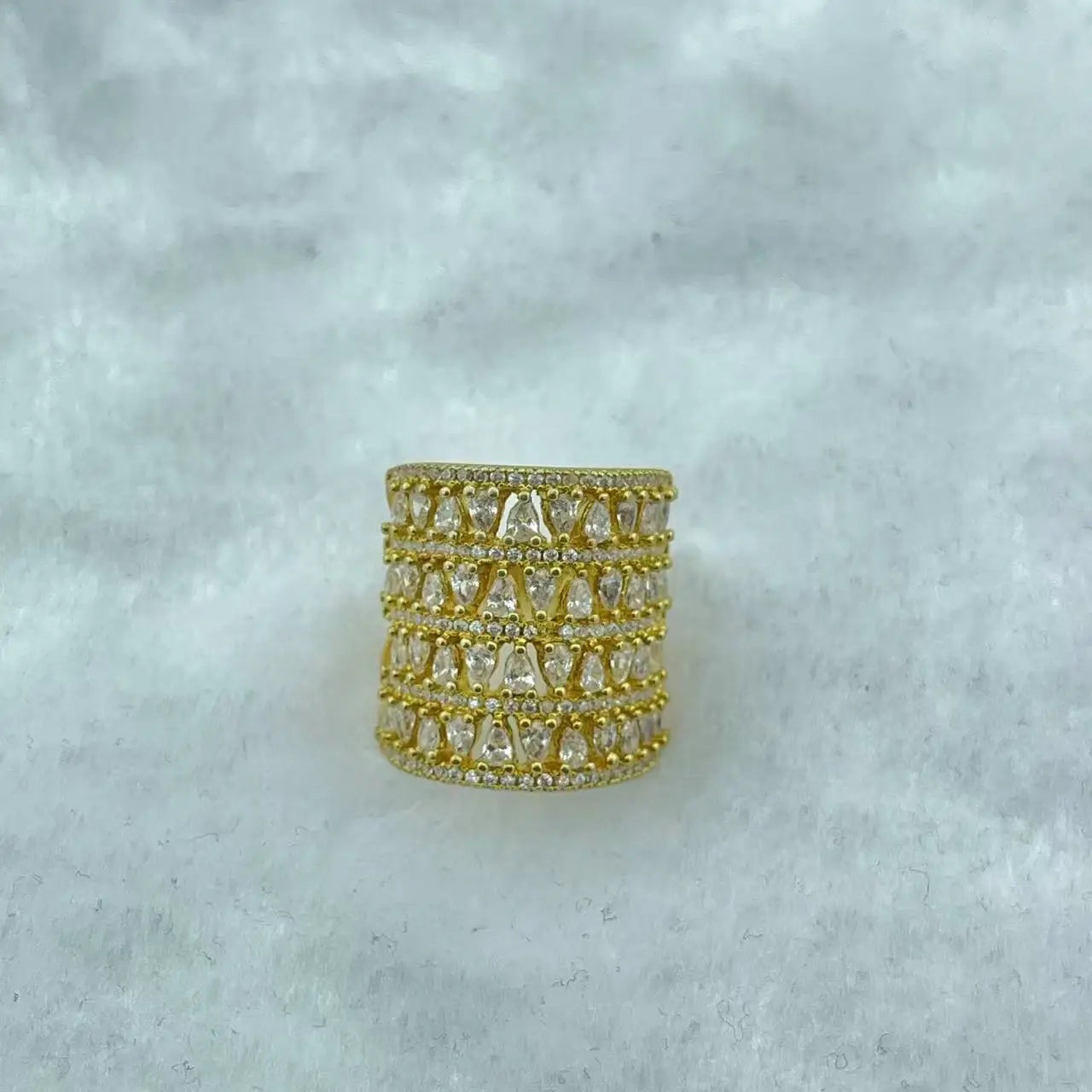 European and American Brass Electroplated 18K Diamond-encrusted Opening Fashionable Women's Trend Ring
