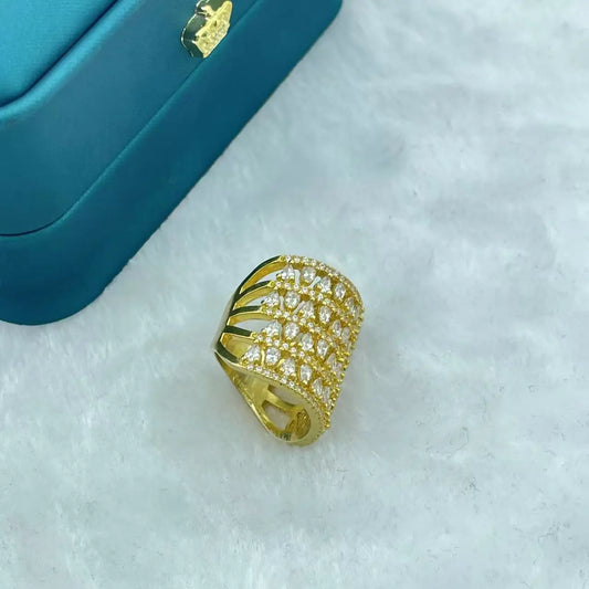 European and American Brass Electroplated 18K Diamond-encrusted Opening Fashionable Women's Trend Ring